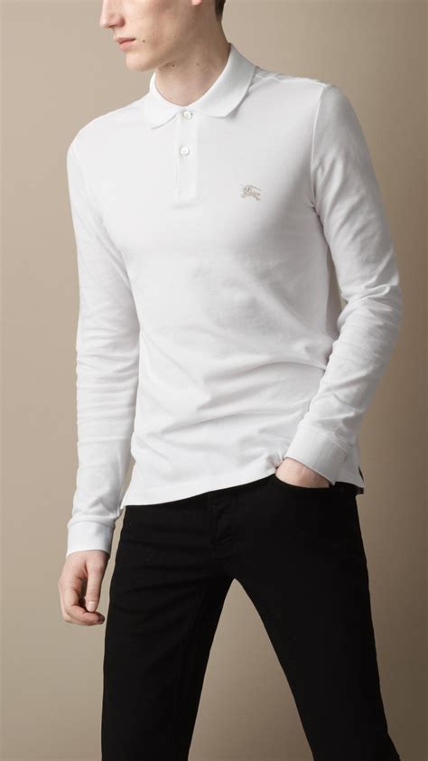 white long sleeve burberry shirt|Burberry long sleeve polo men's.